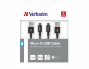 Verbatim Micro USB kabel  100cm + 30cm, SYNC + CHARGE černý