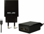Beline 2xusB + USB-C 2A Black/Black Charger (Beli0010)
