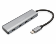 DIGITUS USB-C 4 Port HUB Alumin. Gehaeuse 4xUSB-C 3.1 Gen1,5Gbps