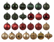 ozdoby na vánoční stromeček, různé barvy, 7 cm, plast, 30 ks.