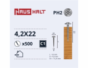 Samořezné šrouby Haushalt, DIN 14566, 4,2 x 22 mm, 500 ks.