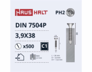 Samořezné šrouby Haushalt, DIN 7504P, 3,9 x 38 mm, 500 ks.