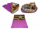 Marysa pelíšek 3v1 pro psy, fialový/leopard, velikost XL