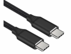 Kabel USB-C M/M 1,5m , 240W 480Mbps černý bavlněný oplet,...