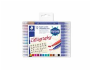 STAEDTLER Kaligrafické popisovače "Calligraph Duo", sada, 12 barev, 2,0/3,5 mm, oboustranné