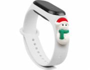 Vánoční silikonový náramek Hurtel Strap pro Xiaomi Mi Band 4 / Mi Band 3 Vánoční silikonový náramek White (Snowman 1)