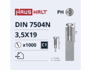 Samořezné šrouby, DIN7504N, 3,5×19 mm, 1000 ks.