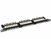 19" patch panel Solarix 24xRJ45 CAT6 UTP s vyvazovací lištou černý 0,5U SX24HD-6-UTP-BK