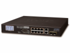 PLANET FGSD-1022VHP PoE switch, 8x100, 2x1000-TP/SFP, LCD...