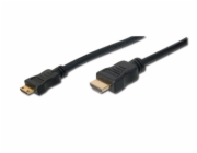 Digitus HDMI 1.3 / 1.2 (C to A) připojovací kabel 3 m , pozlacené kontakty, Ultra HD 24p