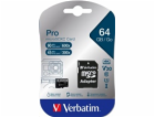 VERBATIM MicroSDXC karta 64GB Pro, U3 + adaptér