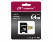 Transcend microSDXC 64 GB UHS-I U3 TS64GUSD500S TRANSCEND 64GB microSDXC I Class 10 U3 V30 MLC with Adapter