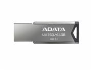 ADATA Flash Disk 64GB UV350, USB 3.2 Dash Drive, tmavě stříbrná textura kov