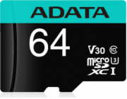 ADATA MicroSDXC karta 64GB Premier Pro UHS-I V30S (R:100/W:80 MB/s) + SD adaptér