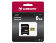 Transcend 8GB microSDHC 500S UHS-I U1 (Class 10) MLC paměťová karta (s adaptérem), 95MB/s R, 25MB/s W