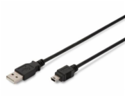 Digitus USB kabel USB A samec na B-mini 5pin samec, 2x stíněný, Měď, 1,8m, černý