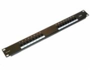 19" Patch panel XtendLan 16port, UTP, Cat5E, 30µm, duální svorkovnice, černý