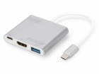 Adapter USB Digitus USB-C - HDMI + USB-C + USB Srebrny  (...