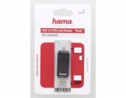 HAMA čtečka paměťových karet Basic USB 2.0/micro USB OTG/ SD/microSD/ černá