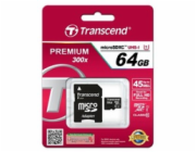 Transcend 64GB microSDXC UHS-I 400x Premium (Class 10) paměťová karta (s adaptérem)