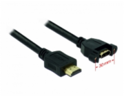 Delock - Kabel HDMI s ethernetem - HDMI s piny (male) do HDMI se zdířkami (female) - 1 m - černá