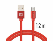 Swissten Datový Kabel Textile Usb / Micro Usb 1,2 M Červený