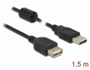 Delock Prodlužovací kabel USB 2.0 Typ-A samec > USB 2.0 Typ-A samice 1,5 m černý