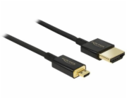 Delock Slim Premium - Kabel HDMI s ethernetem - 19 pin micro HDMI Type D s piny (male) do HDMI s piny (male) - 2 m - trojnásobně stíněný - černá - podporuje 4K