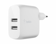 Belkin Dual USB-A nabijecka, 24W vc. Lightning kabel 1m, bila