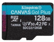 KINGSTON 128GB microSDHC Canvas Go! PLus 170R/100W U3 UHS-I V30 Card bez adapteru