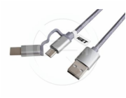 iGET CABLE G2V1 - Univerzální datový a nabíjecí kabel s konektory USB-C a microUSB, 2A rychlonabíjení