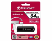 TRANSCEND Flash Disk 64GB JetFlash®700, USB 3.0 (R:80/W:25 MB/s) černá