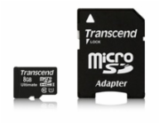 TRANSCEND MicroSDHC karta 8GB Ultimate, Class 10 UHS-I 600x, MLC + adaptér