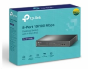 Switch TP-Link TL-SF1008LP 8x LAN, 4xPoE+, 41W, dosah 250m, kov