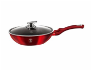 BerlingerHaus pánev WOK s poklicí s mramorovým povrchem Burgundy Metallic Line 28 cm