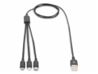 DIGITUS kabel 3v1 kabel USB-A na Lighning/MicroUSB/USB-C