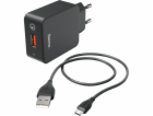 Hama Charger QC3.0 + Micro-USB-Cable, 1,5m, black