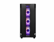 CHIEFTEC skříň Miditower Gaming HUNTER, Black, 4x RGB Rainbow Fan, 2 x USB 3.0, side glass