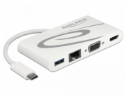 DeLOCK USB adaptér, USB-C zástrčka > USB-A + USB-C + HDMI + VGA + RJ-45 zásuvka