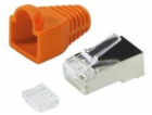 LogiLink RJ45 CAT.6 FTP zástrčka s krytem, oranžová 100 k...