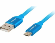 Lanberg CA-USBM-20CU-0010-BL Micro USB M na USB-A M 2.0, 1m LANBERG Micro USB (M) na USB-A (M) 2.0 kabel 1m, modrý, rychlé nabíjení 3.0