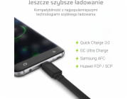 USB kabel Green Cell GCmatte USB-C Plochý kabel 25 cm s rychlým nabíjením