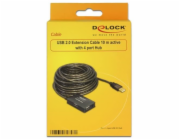 Delock USB 2.0 prodlužovací kabel 10 m aktivní s hubem 4 porty