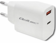 Qoltec 51714 Nabíječka | 18 W | 5-12V | 1,5-3A | USB typu C PD | USB QC 3.0 | Bílý