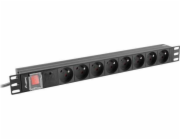 Lanberg PDU lišta napájecí 1U 16A 2m 8 gn. PDU-08E-0200-BK