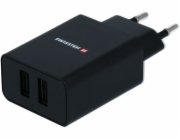 Swissten Síťový Adaptér Smart Ic 2X Usb 2,1A Power Černý