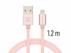 Swissten Datový Kabel Textile Usb / Lightning 1,2 M Růžov...