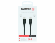 Swissten TPU nabíjecí kabel USB-C / USB-C  0,4 M Černý