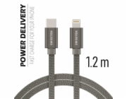 Swissten Datový Kabel Textile USB-C / Lightning 1,2 M Šedý