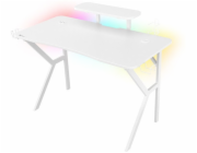 Genesis herní stůl Holm 320, RGB podsvícení, bílý, 120x60cm, 3xUSB 3.0, bezdrátová nabíječka